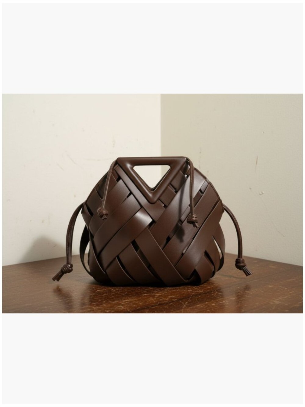 Faux Leather Woven Bucket Hobo Bag Adjustable Strap Crossbody Shoulder